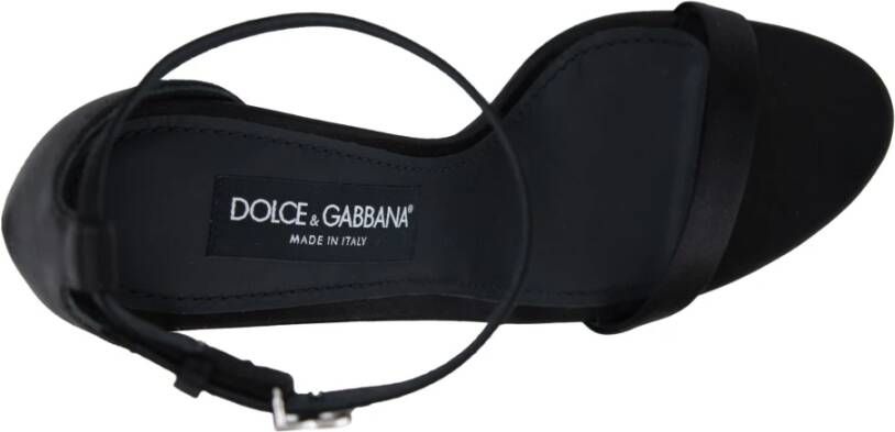 Dolce & Gabbana Zijden Gesp Sandalen Black Dames