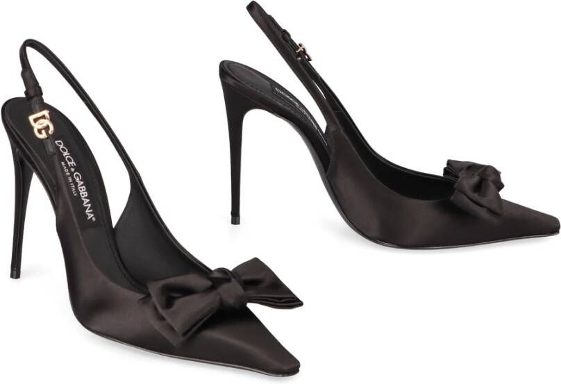 Dolce & Gabbana Zijden slingback pumps met strikdetail Black Dames