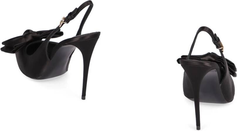 Dolce & Gabbana Zijden slingback pumps met strikdetail Black Dames