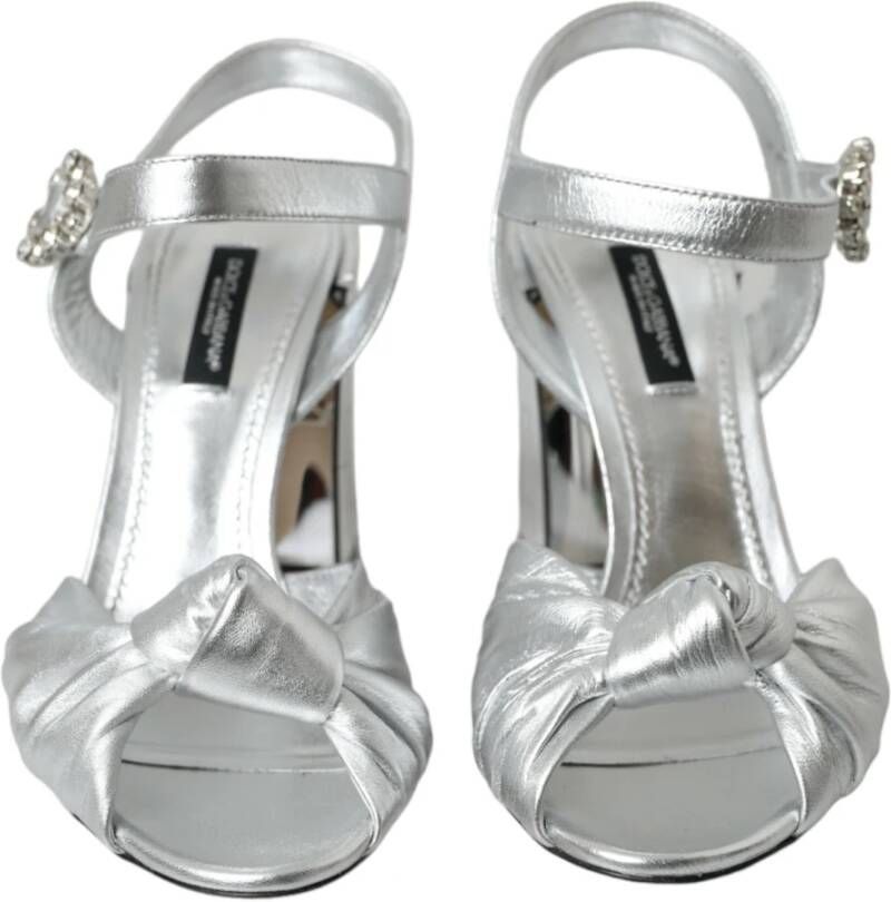 Dolce & Gabbana Zilver Lamsvacht Hakken Sandalen Schoenen Gray Dames