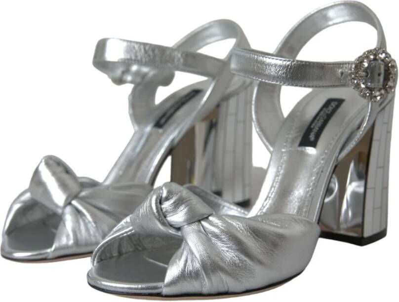 Dolce & Gabbana Zilver Lamsvacht Hakken Sandalen Schoenen Gray Dames