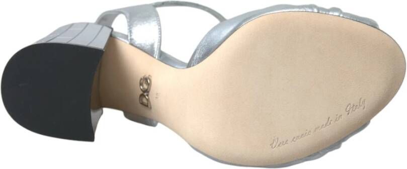 Dolce & Gabbana Zilver Lamsvacht Hakken Sandalen Schoenen Gray Dames