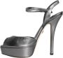 Dolce & Gabbana Zilver Metallic Leren Plateau Sandalen Gray Dames - Thumbnail 5