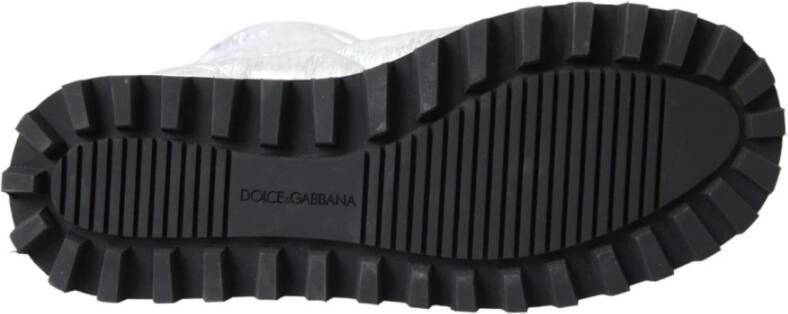 Dolce & Gabbana Zilver Metallic Logo Patch Mid-Calf Laarzen Gray Dames