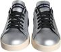 Dolce & Gabbana Zilver Zwart Leren Sneakers Rubberen Zool Gray Dames - Thumbnail 3