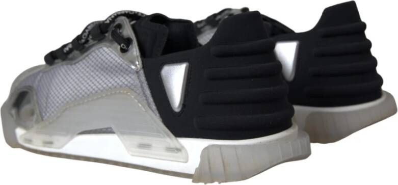 Dolce & Gabbana Zilver Zwart Nylon Lage Top Sneakers Gray Heren