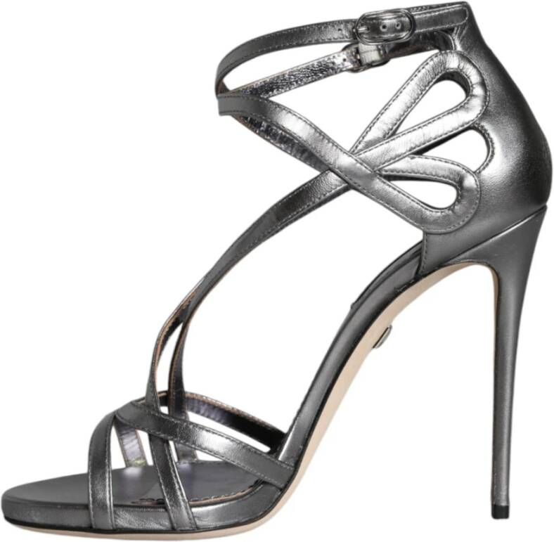 Dolce & Gabbana Zilveren Enkelband Hakken Sandalen Gray Dames