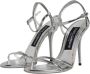 Dolce & Gabbana Zilveren Enkelband Leren Sandalen Gray Dames - Thumbnail 4