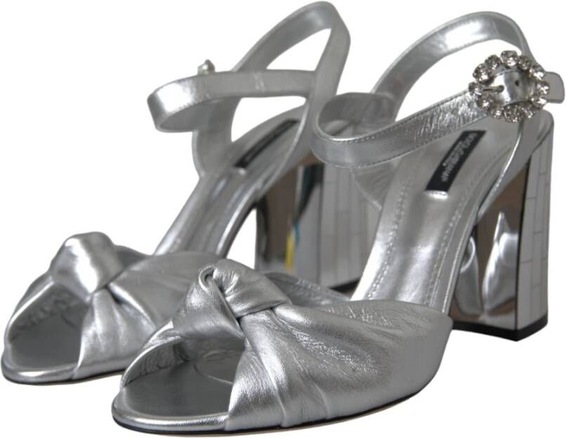 Dolce & Gabbana Zilveren Kristal Enkelband Keira Sandalen Gray Dames