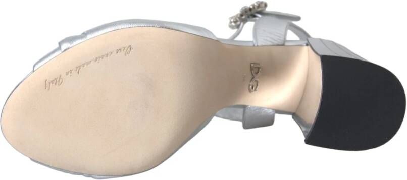 Dolce & Gabbana Zilveren Kristal Enkelband Keira Sandalen Gray Dames