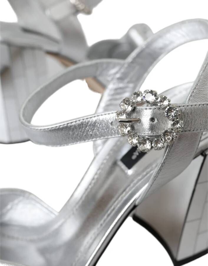 Dolce & Gabbana Zilveren Kristal Enkelband Keira Sandalen Gray Dames