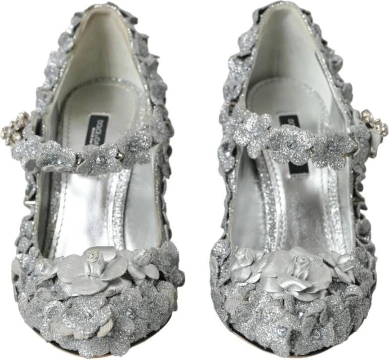 Dolce & Gabbana Zilveren Kristalversierde Mary Jane Pumps Gray Dames