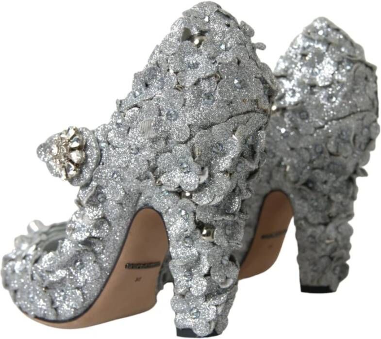 Dolce & Gabbana Zilveren Kristalversierde Mary Jane Pumps Gray Dames