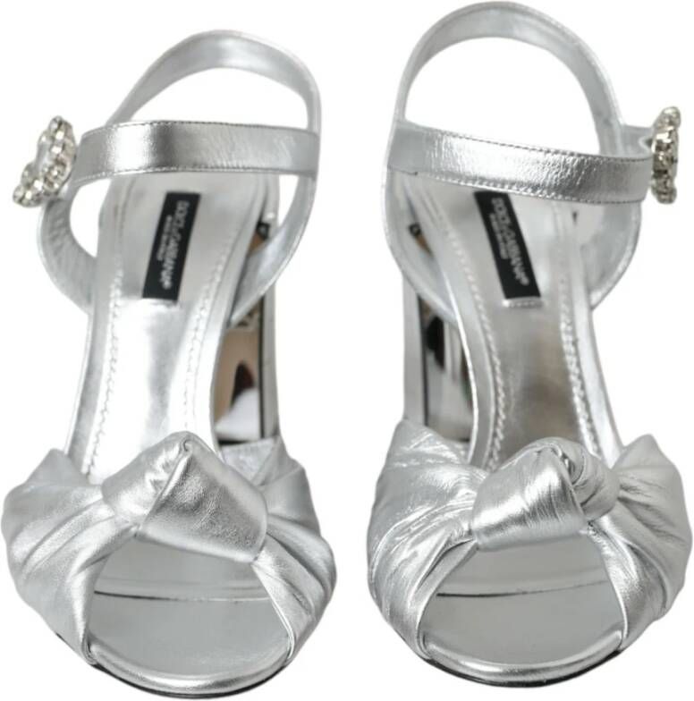 Dolce & Gabbana Zilveren Lamsskin Hakken Sandalen Gray Dames