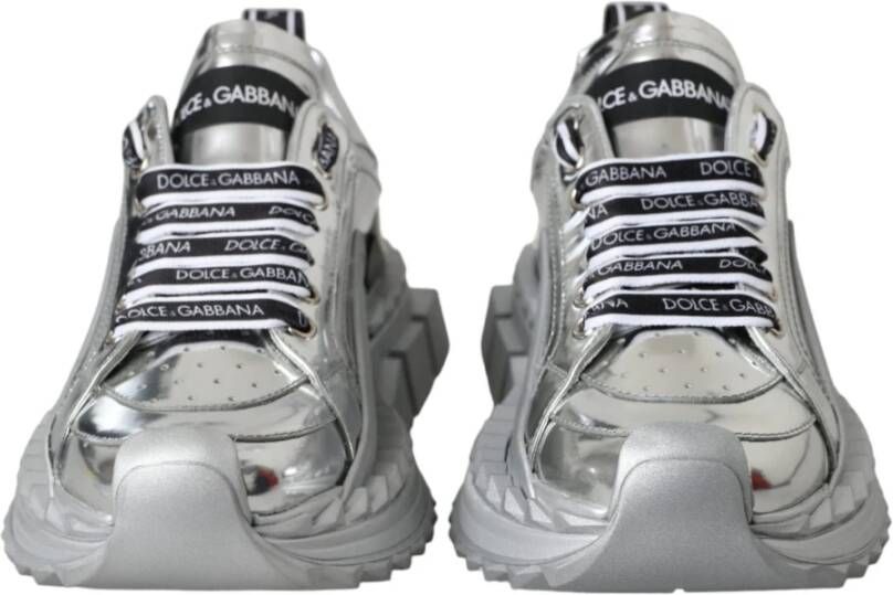 Dolce & Gabbana Zilveren Lederen Super Queen Sneakers Schoenen Gray Dames