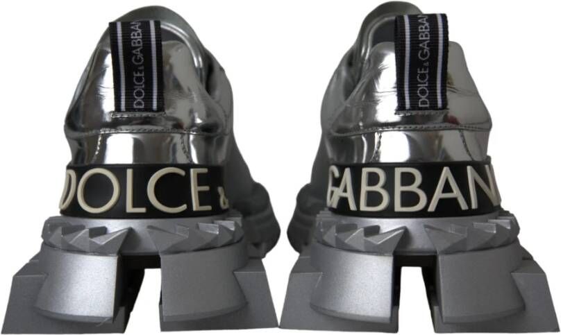 Dolce & Gabbana Zilveren Lederen Super Queen Sneakers Schoenen Gray Dames