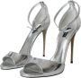 Dolce & Gabbana Zilveren Leren Enkelband Sandalen Gray Dames - Thumbnail 3