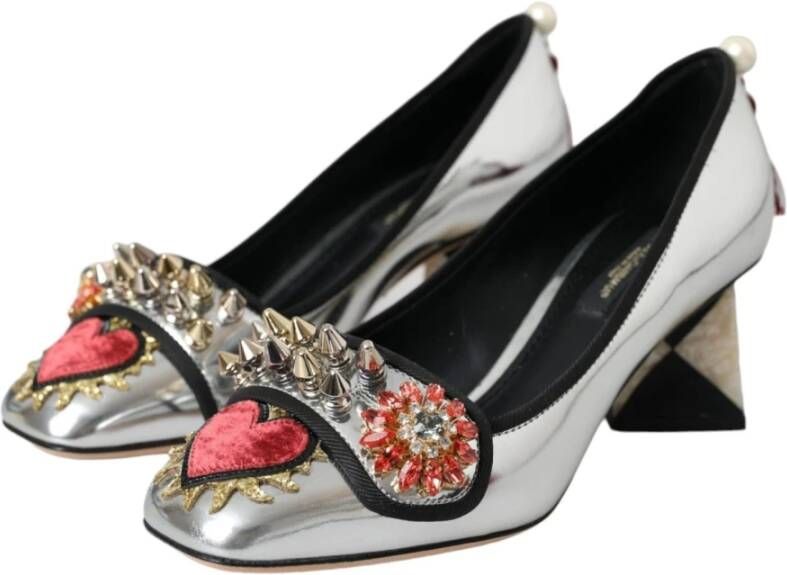 Dolce & Gabbana Zilveren Leren Hakken Pumps Schoenen Gray Dames