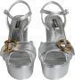 Dolce & Gabbana Zilveren Leren Plateau Sandalen met Logo Gray Dames - Thumbnail 2