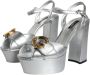 Dolce & Gabbana Zilveren Leren Plateau Sandalen met Logo Gray Dames - Thumbnail 3