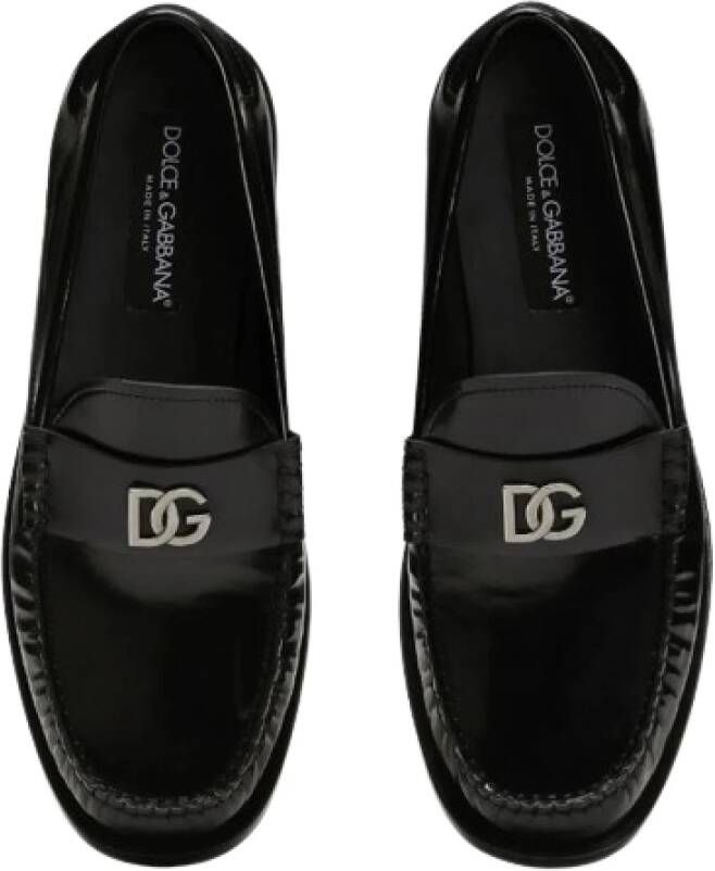 Dolce & Gabbana Zilveren Logo Plaque Loafers Black Dames