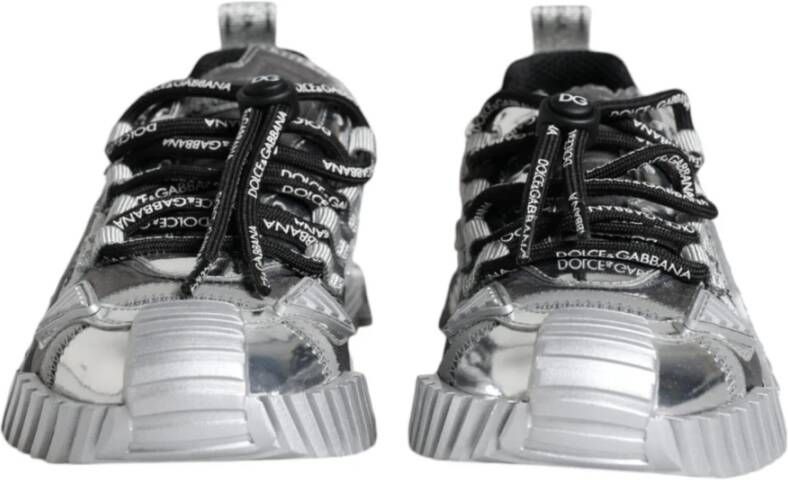 Dolce & Gabbana Zilveren Logo Sneakers met Rubberen Zool Gray Dames