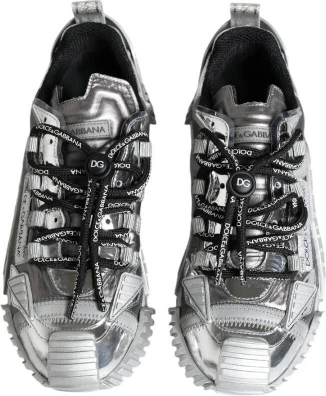 Dolce & Gabbana Zilveren Logo Sneakers met Rubberen Zool Gray Dames