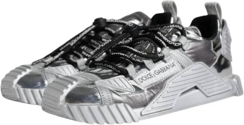 Dolce & Gabbana Zilveren Logo Sneakers met Rubberen Zool Gray Dames