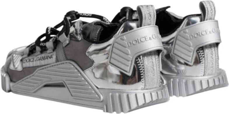 Dolce & Gabbana Zilveren Logo Sneakers met Rubberen Zool Gray Dames