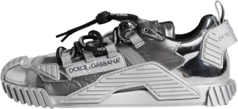 Dolce & Gabbana Zilveren Logo Sneakers met Rubberen Zool Gray Dames