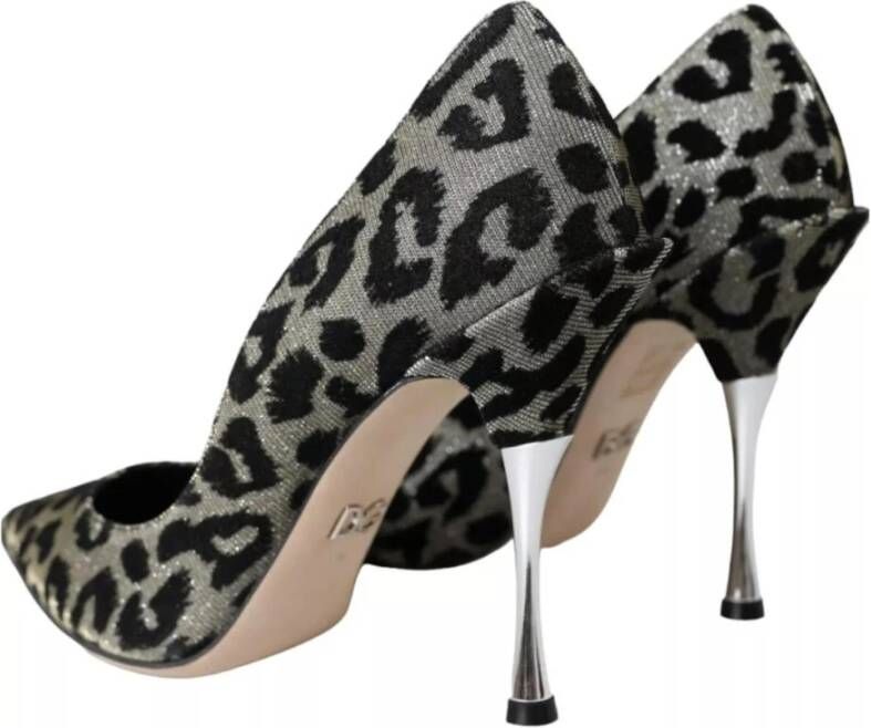 Dolce & Gabbana Zilveren luipaardprint kalfsleren pump Black Dames