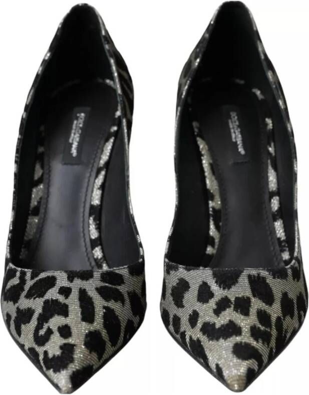 Dolce & Gabbana Zilveren luipaardprint kalfsleren pump Black Dames