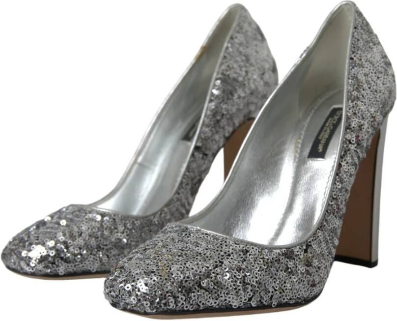 Dolce & Gabbana Zilveren Paillet Kristal Hakken Pumps Gray Dames