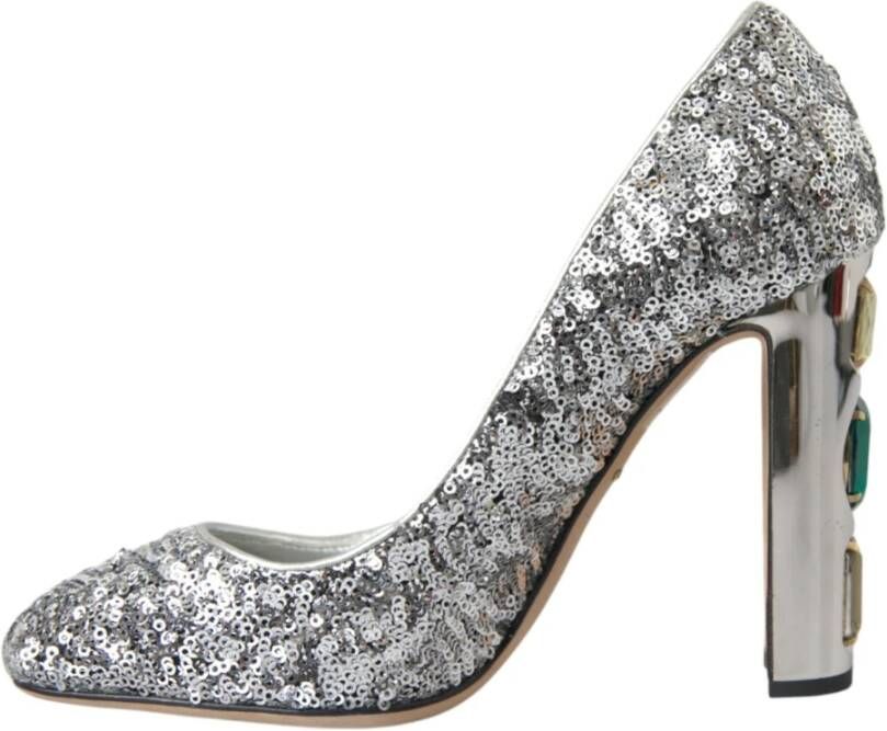 Dolce & Gabbana Zilveren Paillet Kristal Hakken Pumps Gray Dames