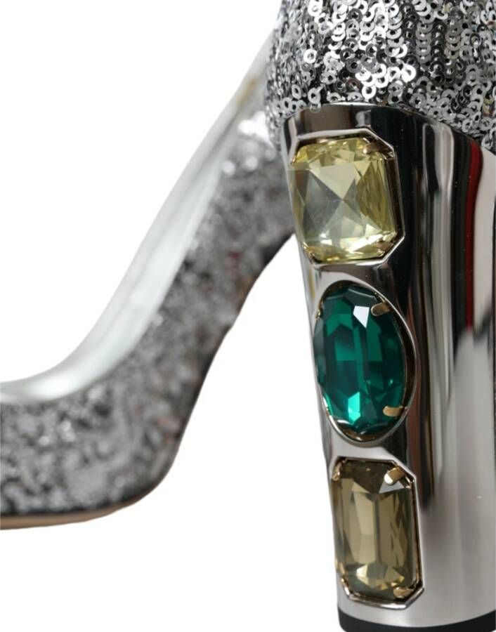 Dolce & Gabbana Zilveren Paillet Kristal Hakken Pumps Gray Dames