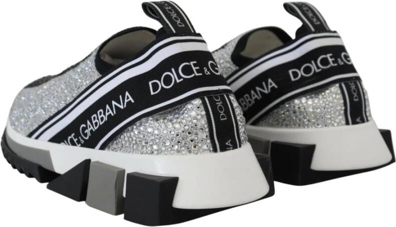 Dolce & Gabbana Zilveren Rhinestone Slip-on Sneakers Grijs Dames