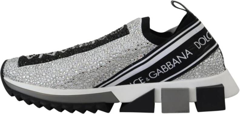 Dolce & Gabbana Zilveren Rhinestone Slip-on Sneakers Grijs Dames