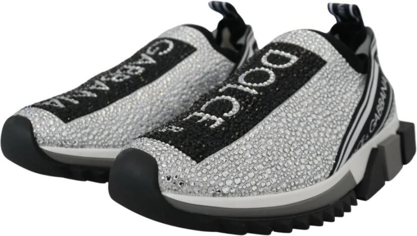 Dolce & Gabbana Zilveren Rhinestones Sorrento Sneakers Schoenen Gray Dames