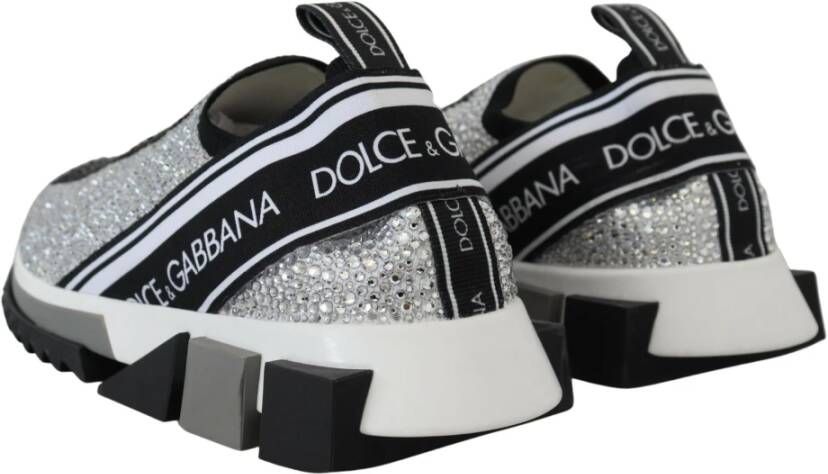 Dolce & Gabbana Zilveren Rhinestones Sorrento Sneakers Schoenen Gray Dames