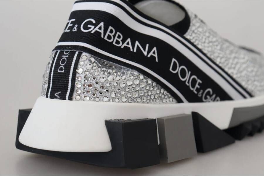 Dolce & Gabbana Zilveren Rhinestones Sorrento Sneakers Schoenen Gray Dames