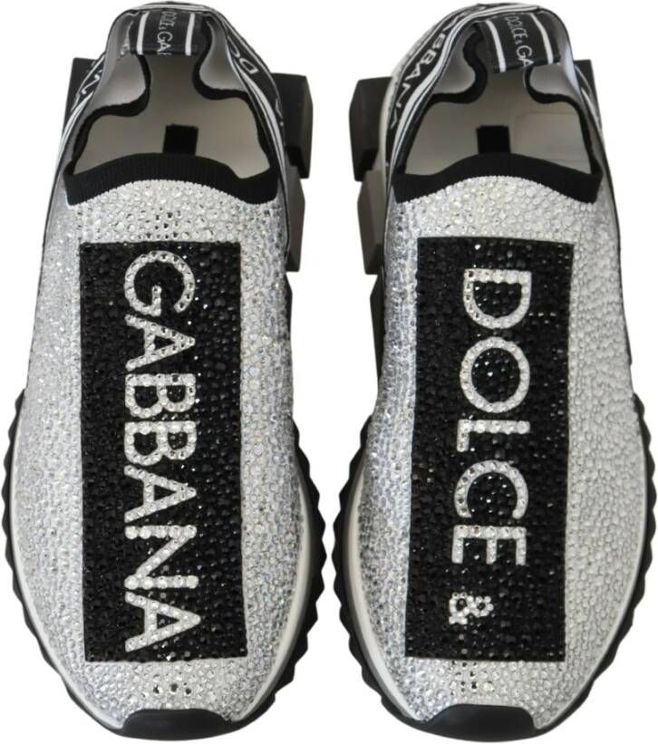 Dolce & Gabbana Zilveren Rhinestones Sorrento Sneakers Schoenen Gray Dames