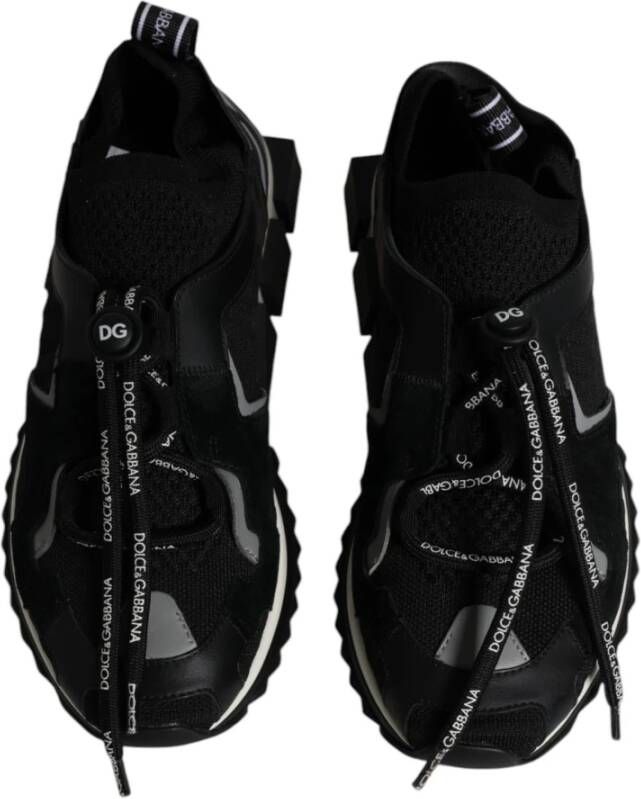 Dolce & Gabbana Zwart & Wit Logo Print Sneakers Black Heren