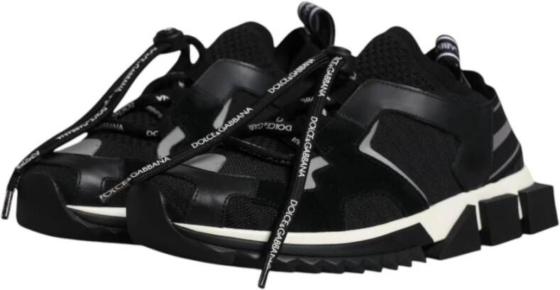 Dolce & Gabbana Zwart & Wit Logo Print Sneakers Black Heren