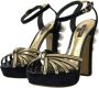 Dolce & Gabbana Zwart Goud Enkelband Hakken Sandalen Black Dames - Thumbnail 3