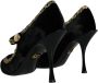 Dolce & Gabbana Zwart Goud Fluweel Mary Jane Pumps Black Dames - Thumbnail 4