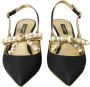 Dolce & Gabbana Zwart Goud Leren Slingback Hakken Black Dames - Thumbnail 2