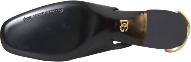 Dolce & Gabbana Zwart Goud Leren Verfraaide Slingback Schoenen Black Dames