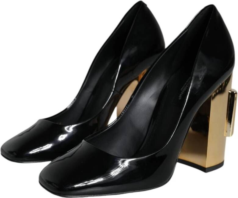 Dolce & Gabbana Zwart Goud Logo Hakken Pumps Schoenen Black Dames