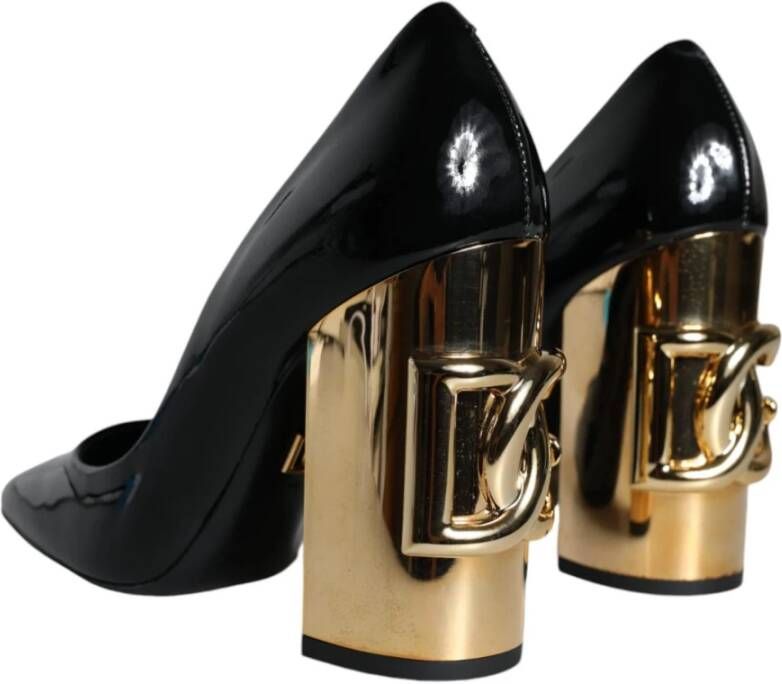 Dolce & Gabbana Zwart Goud Logo Hakken Pumps Schoenen Black Dames