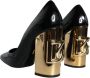 Dolce & Gabbana Zwart Goud Patentleren Logo Hakken Pumps Black Dames - Thumbnail 11